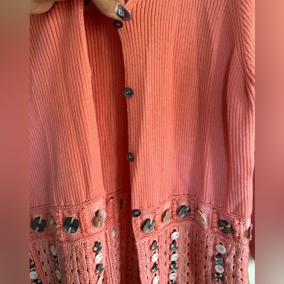 J. Jill Coral Button-Up Women's Cardigan - Picture 7 of 7